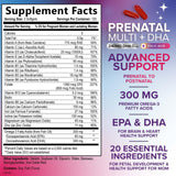 Nature's Nutrition Prenatal — etiquette lisible des nutriments essentiels pour la grossesse.