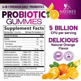 Nature's Nutrition gommes probiotiques orange, soutien digestif agréable.