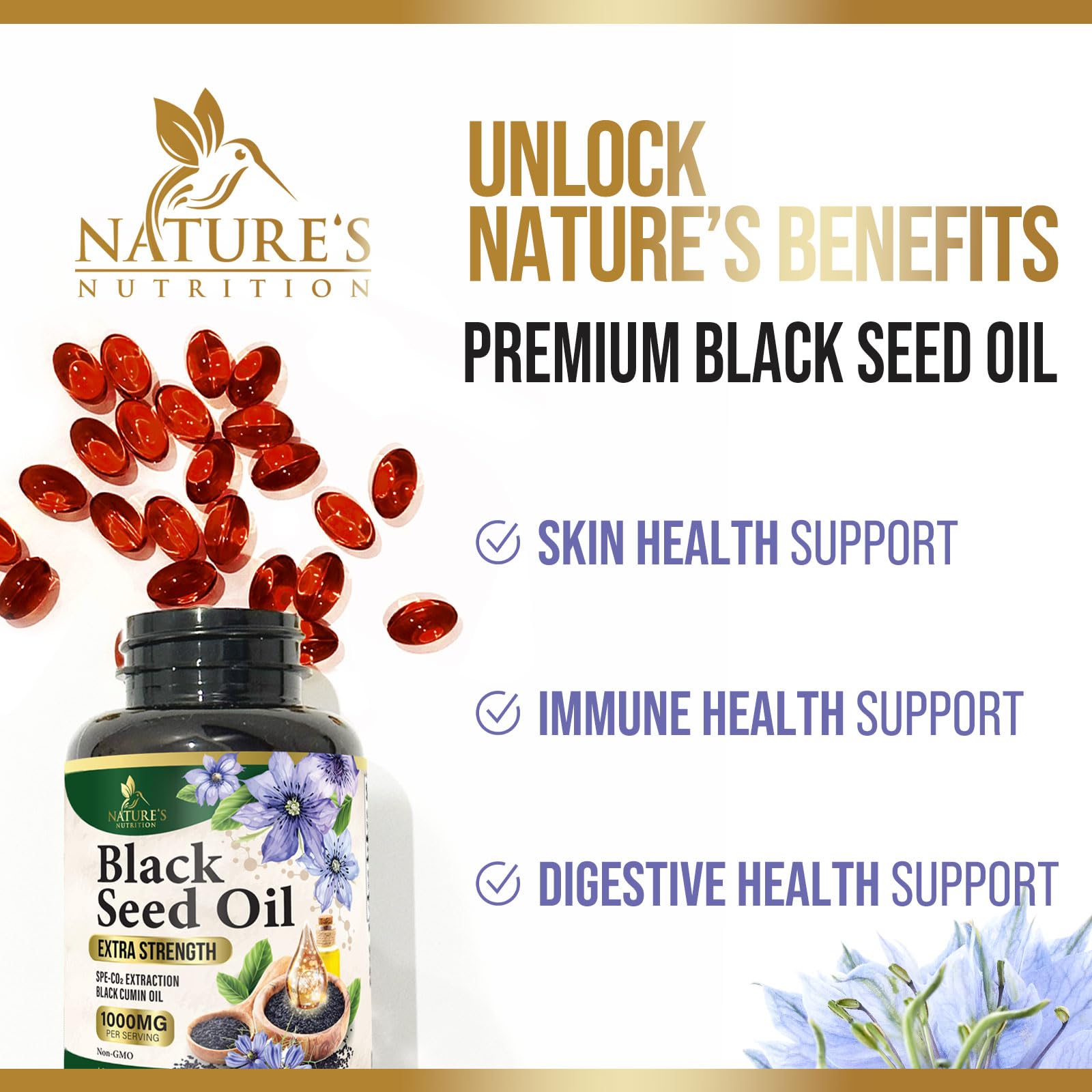 Nature's Nutrition: propriétés antioxydantes de nigelle pour la peau.
