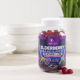 Nature's Nutrition Sureau Noir Gommes Saveur Fruits – boîte et gommes visibles.