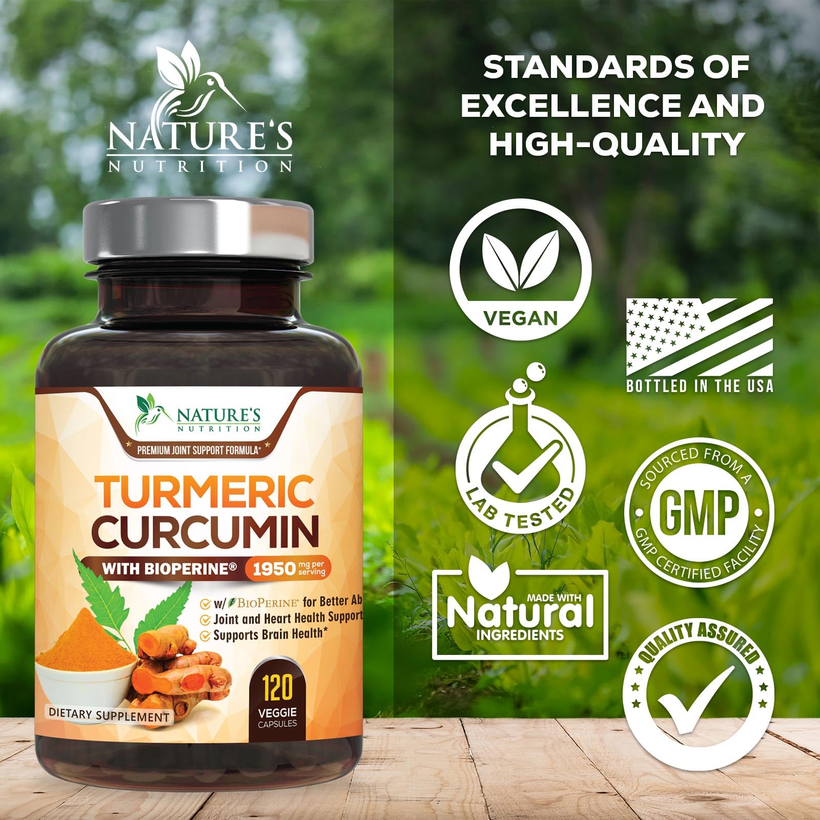 Turmeric biologique Nature's Nutrition curcuma pur et naturel