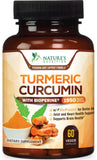 Nature's Nutrition Turmeric Curcumin 1950 mg dans une bouteille, soutien quotidien des articulations.