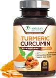 Nature's Nutrition Turmeric Curcumin 1950mg – bouteille avec capsules faciles à prendre