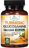 Nature's Nutrition Turmeric Curcumin 2000mg – bouteille de capsules, soutien potentiel des articulations