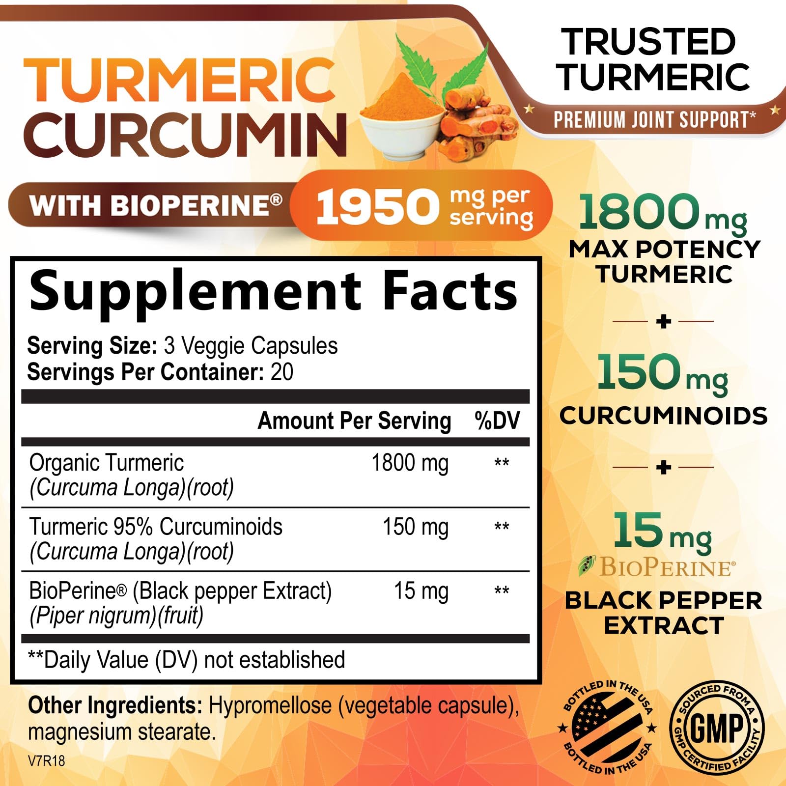 Nature's Nutrition Curcuma biologique en poudre, idéal pour smoothies et recettes quotidiennes.