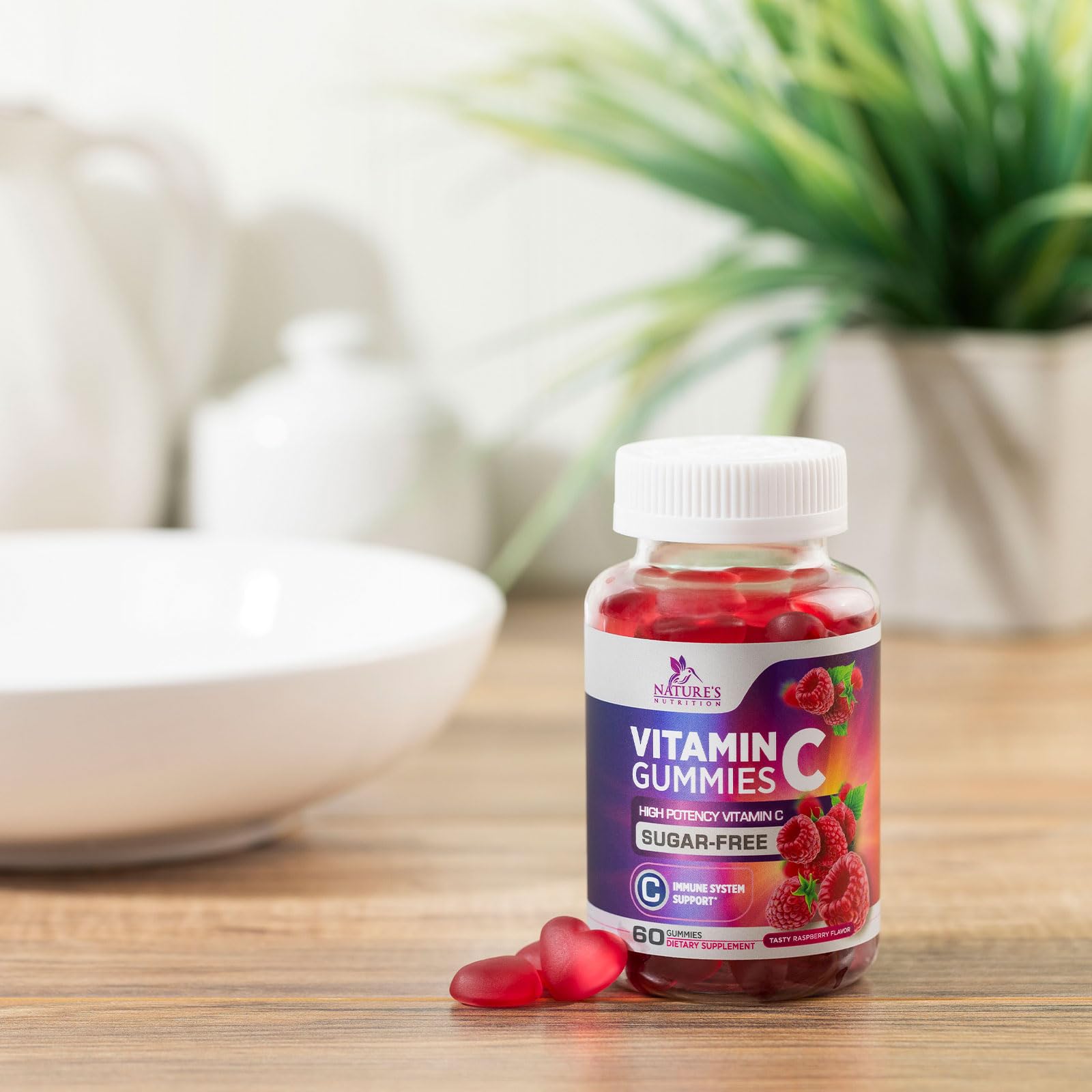 Format portable des gummies Nature's Nutrition framboise