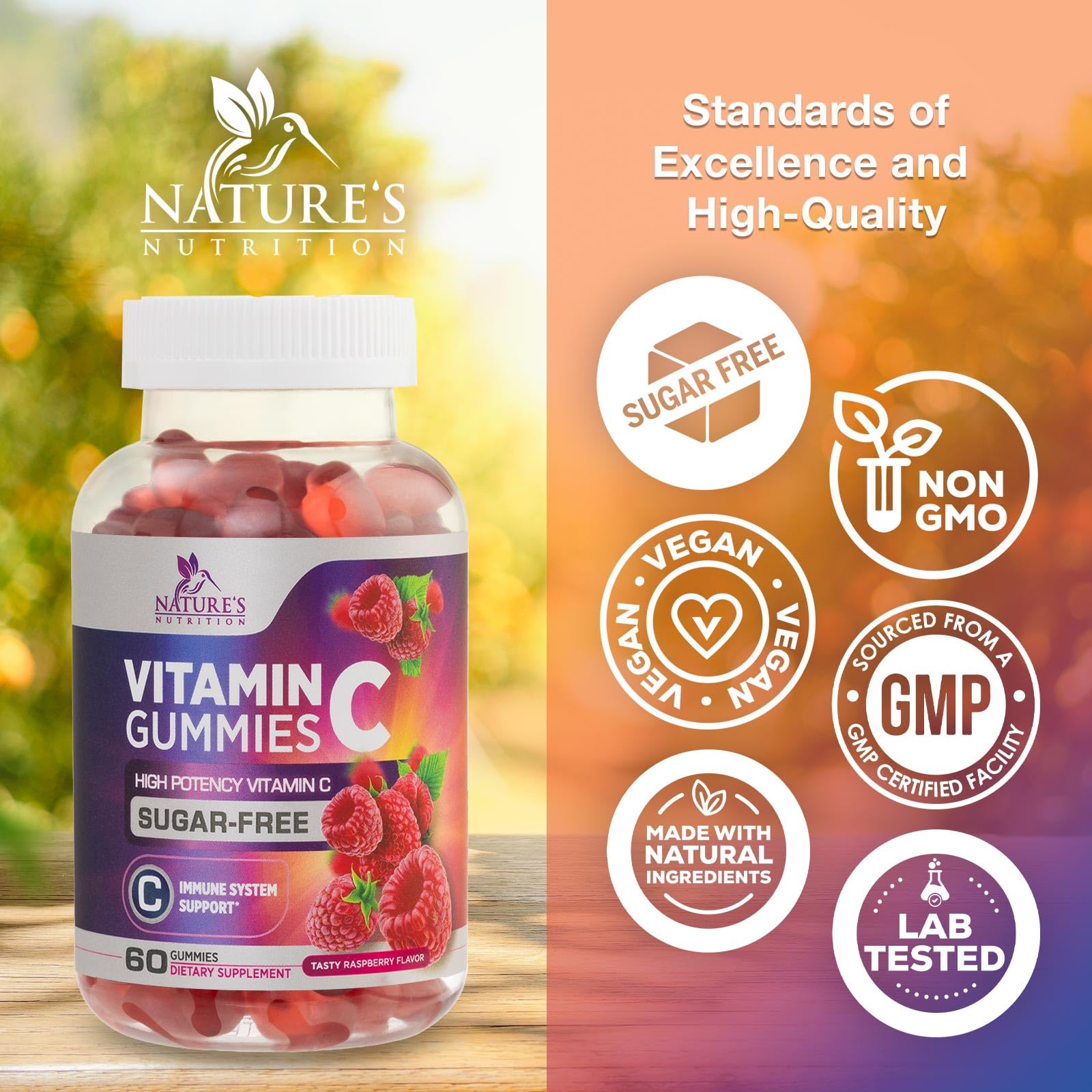 Gummies vegan à base de pectine Nature's Nutrition framboise