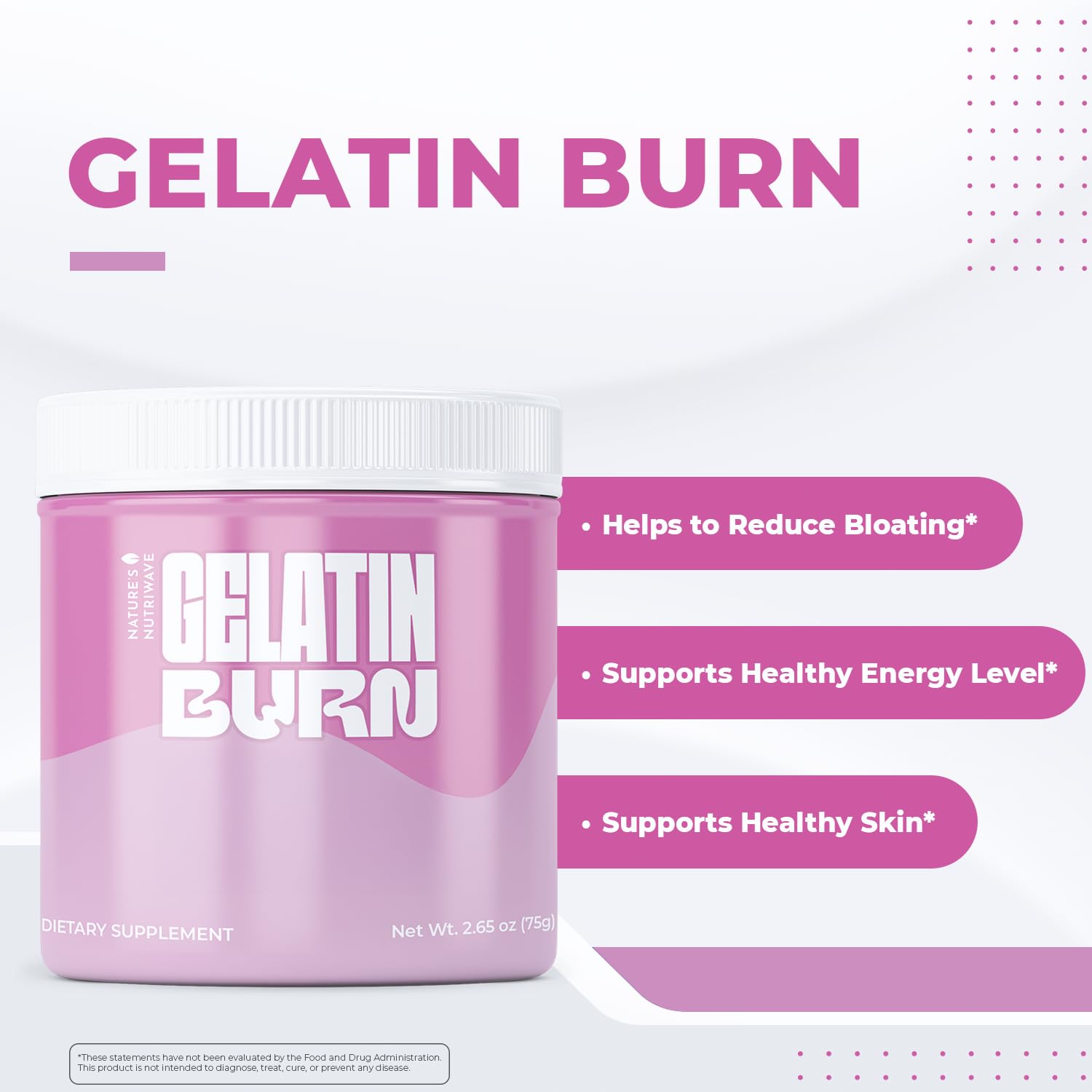 Nature’s NutriWave Gelatin Burn: flacon 75 g pratique à emporter au quotidien