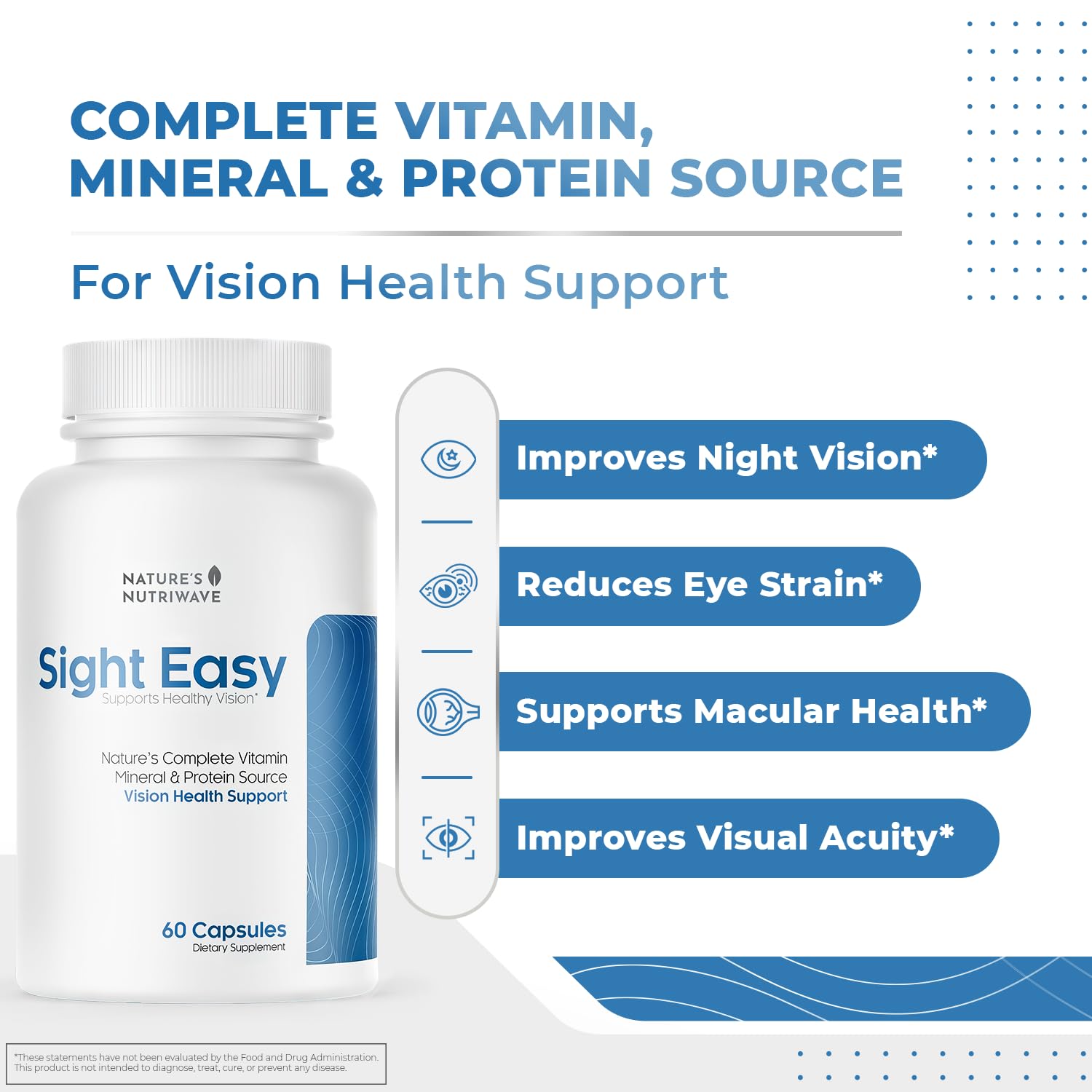 Nature’s NutriWave Sight Easy — capsules visibles, amélioration possible de la clarté visuelle nocturne