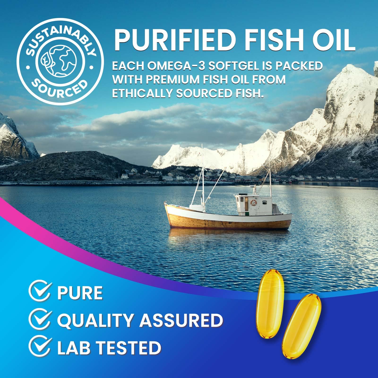 Nature's Peak flacon en bouteille pour usage quotidien d'huile de poisson.