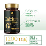 Étiquette Nature's Peak indiquant Calcium 1200 mg D3 et conseils.