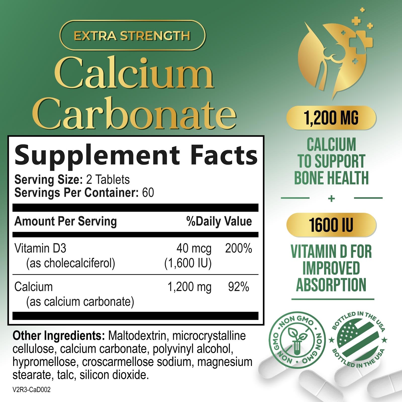 Nature's Peak Calcium 1200 mg D3 — comprimés faciles à avaler.