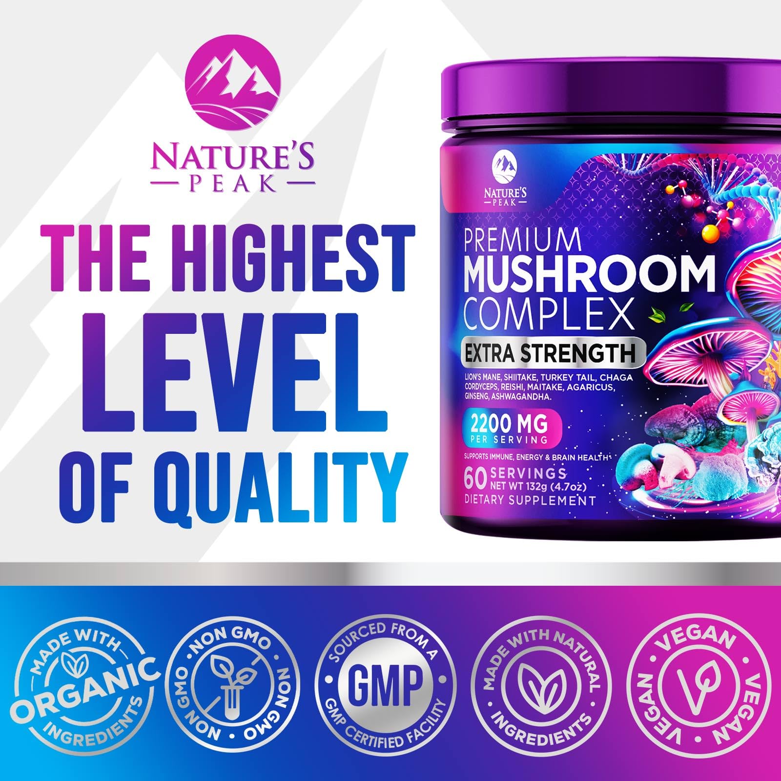 Nature's Peak Cordyceps bio, apport pratique pour l'énergie.