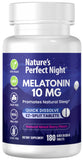 Nuit Parfaite de la Nature, tablettes mélatonine 10 mg dissolution rapide soutenant une routine nocturne.