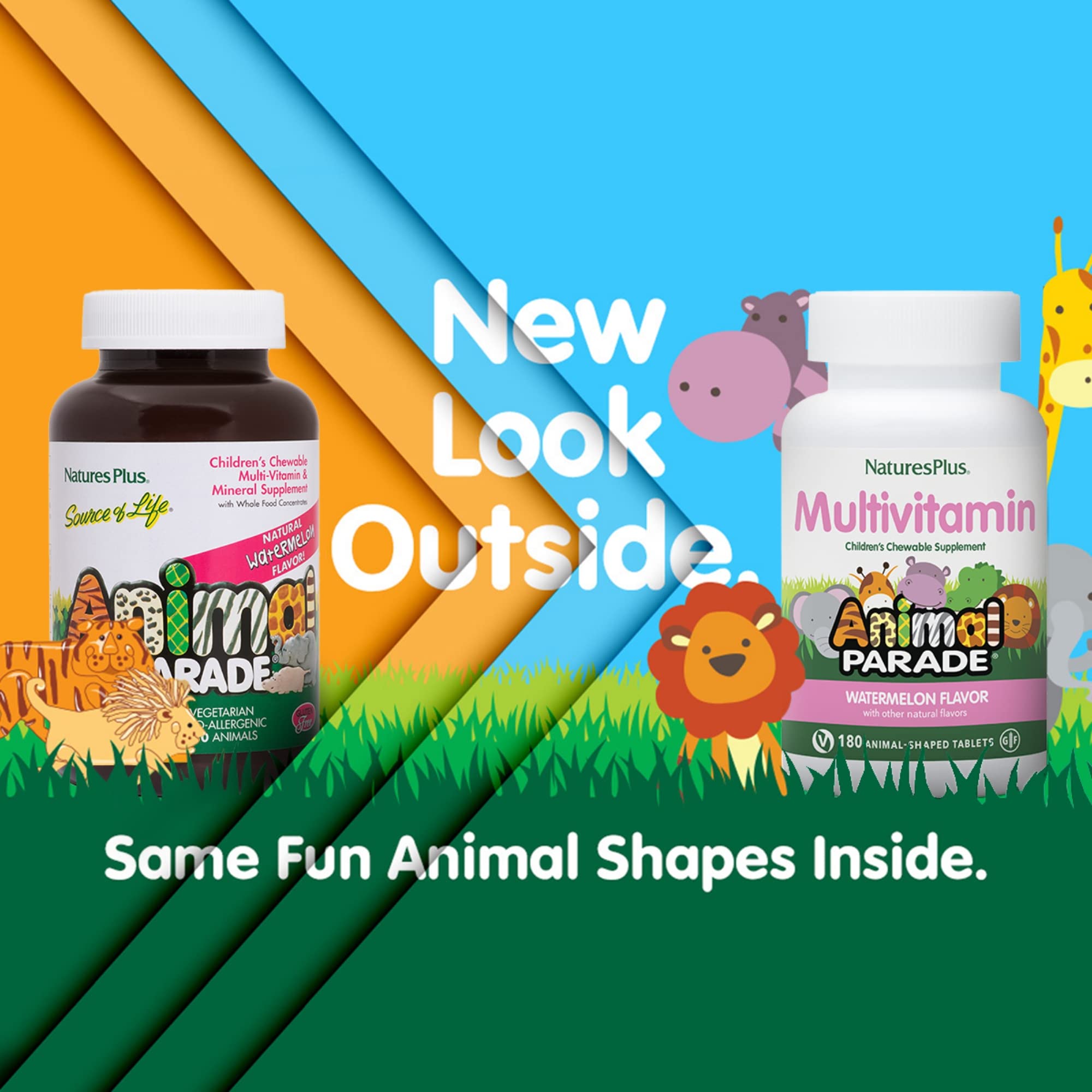 Nature's Plus Animal Parade goût melon, tablettes appétentes pour enfants