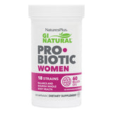 Nature's Plus GI Natural Probiotic Femmes – bouteille montrant les capsules et le potentiel digestif.