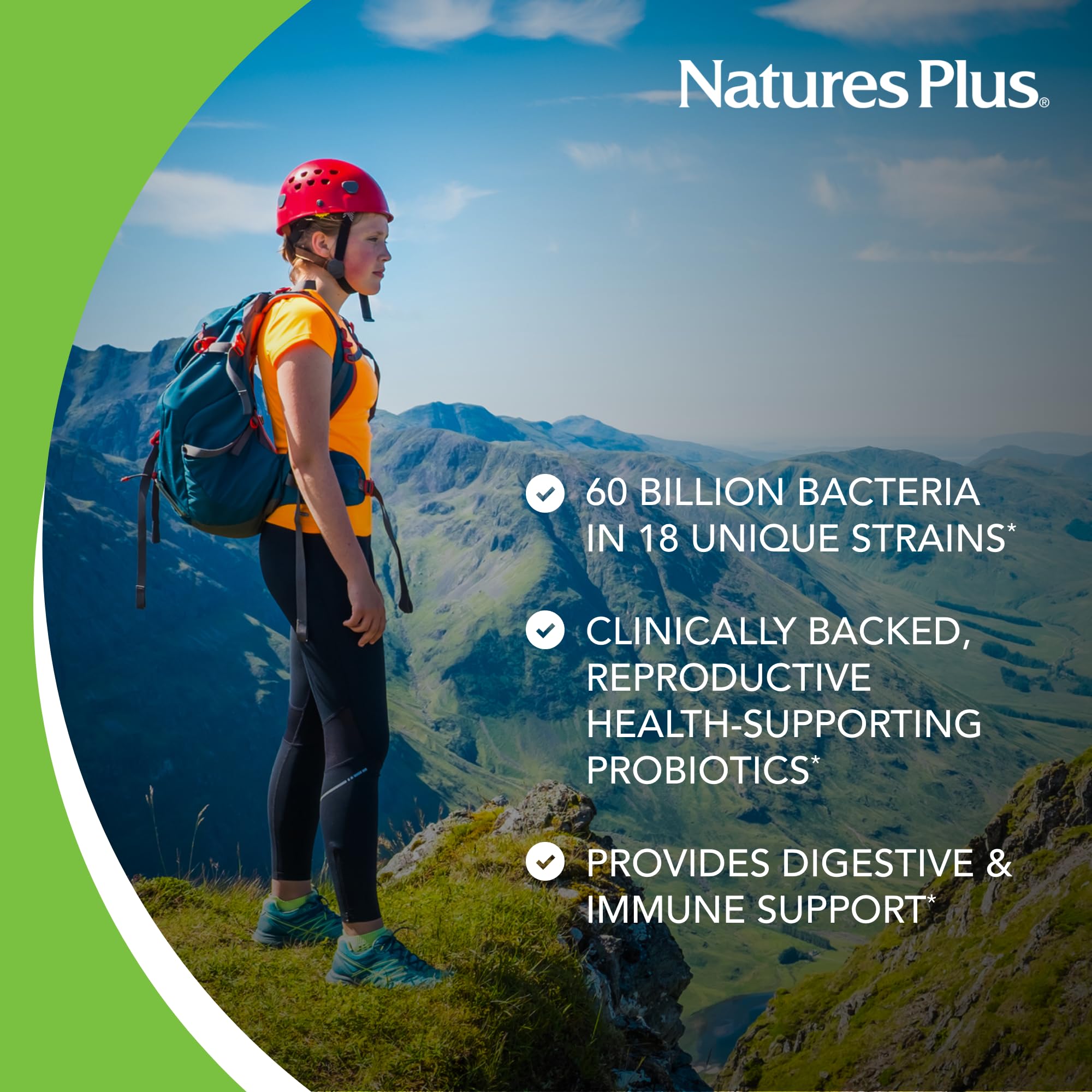 Nature's Plus GI Natural Probiotic Femmes – étiquette lisible et présentation du produit.