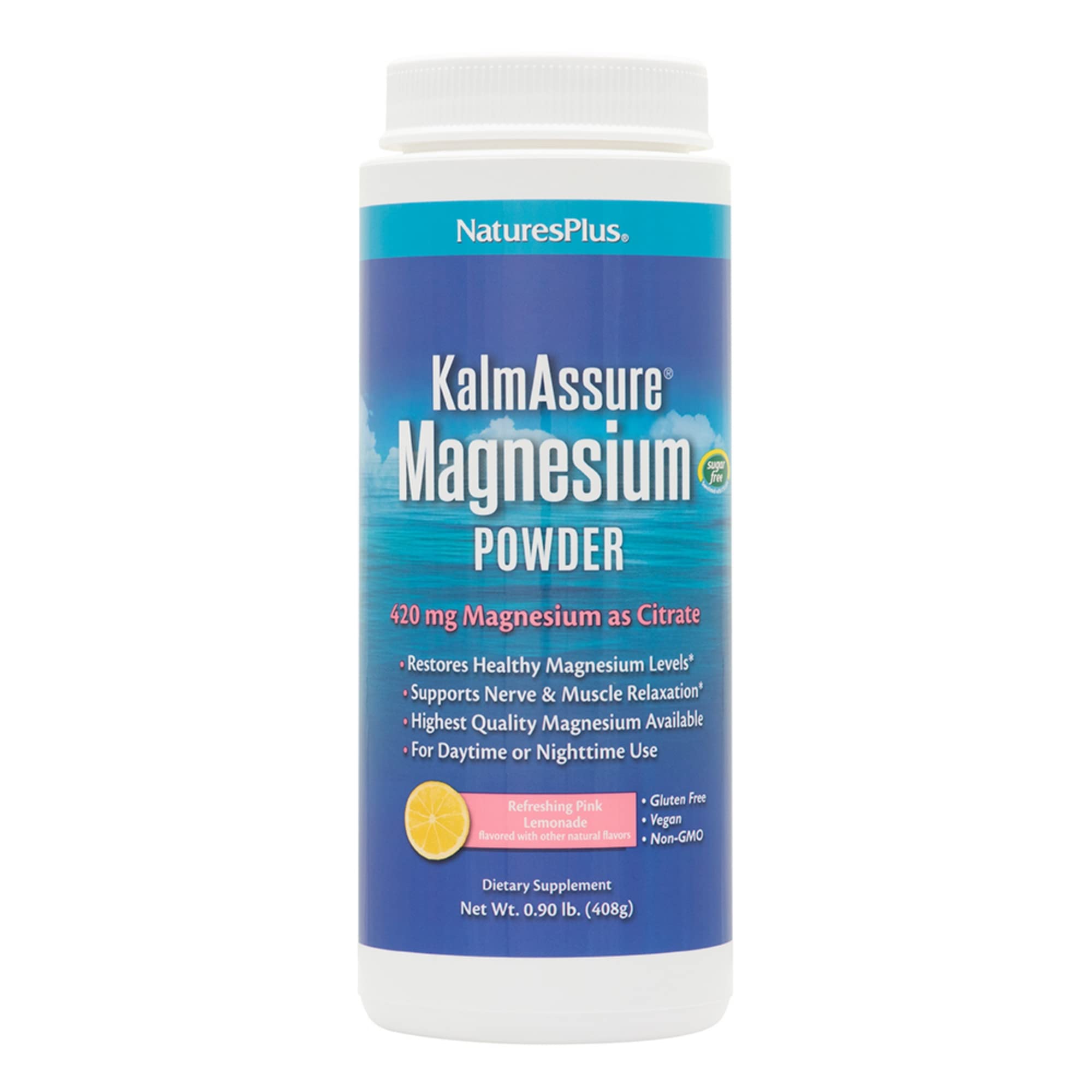 Nature's Plus KalmAssure en sachet, boisson citron-rose rafraîchissante prête à préparer.