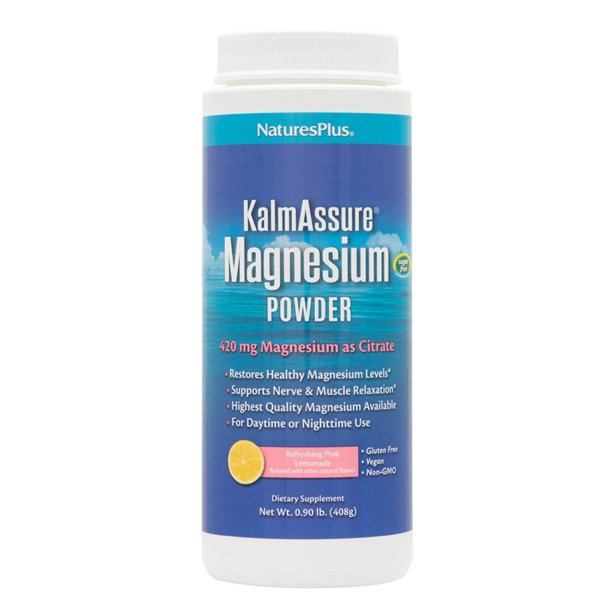 Nature's Plus KalmAssure en sachet, boisson citron-rose rafraîchissante prête à préparer.