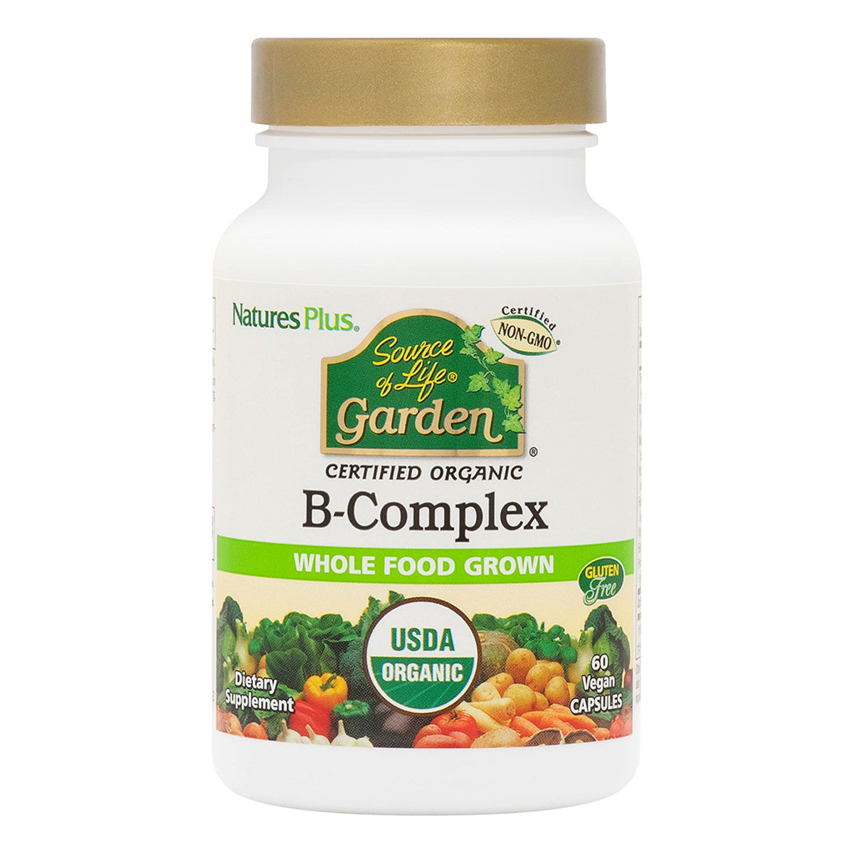 Natures Plus Source of Life Garden B-Complex, capsules — soutien potentiel d'énergie quotidien.