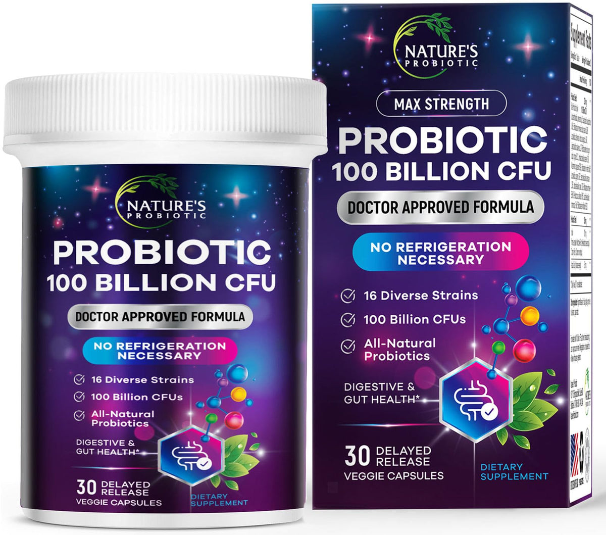 Nature's Probiotic : bouteille de gélules pour la digestion et l'immunité