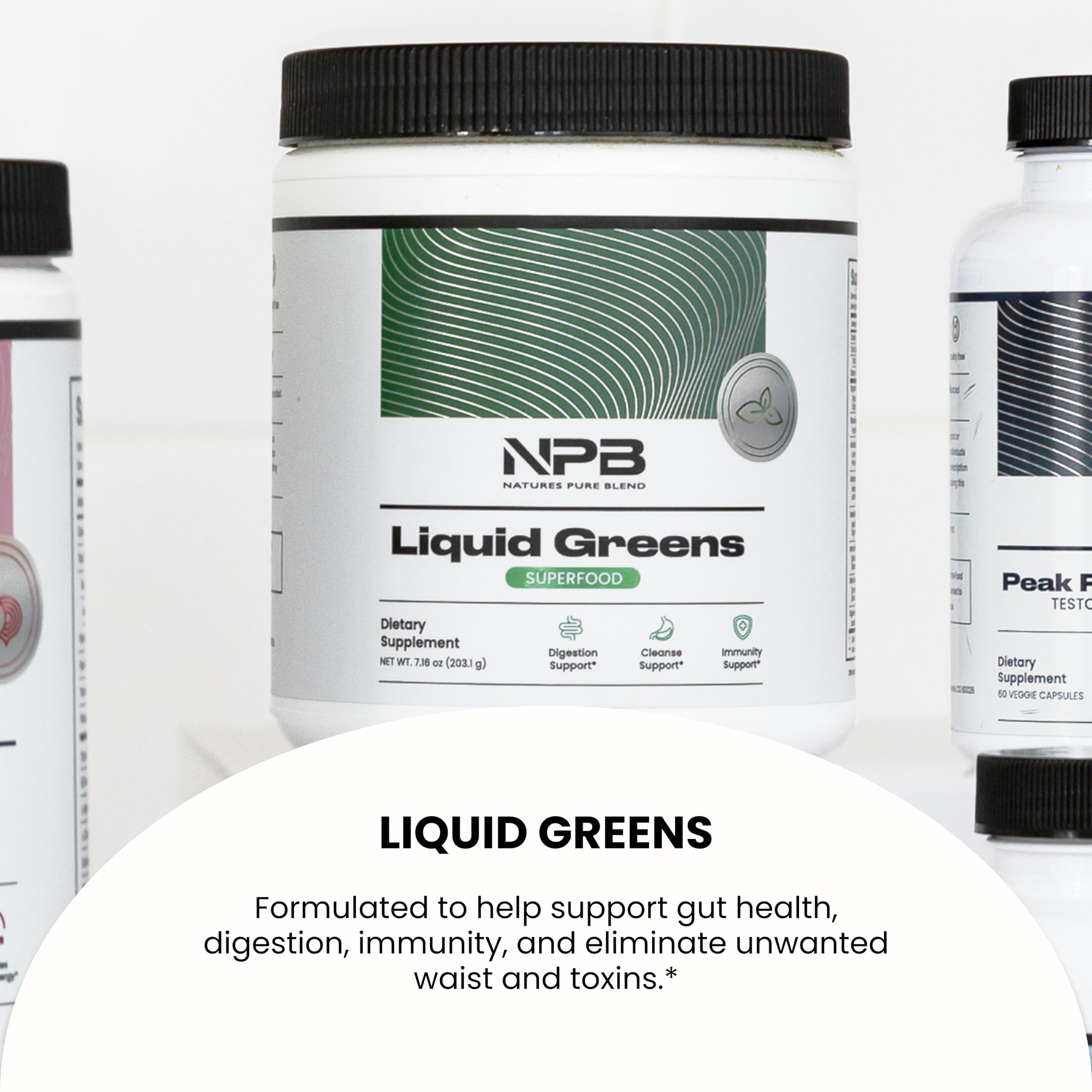 Ingrédients biologiques et super-aliments verts réunis par Nature's Pure Blend.
