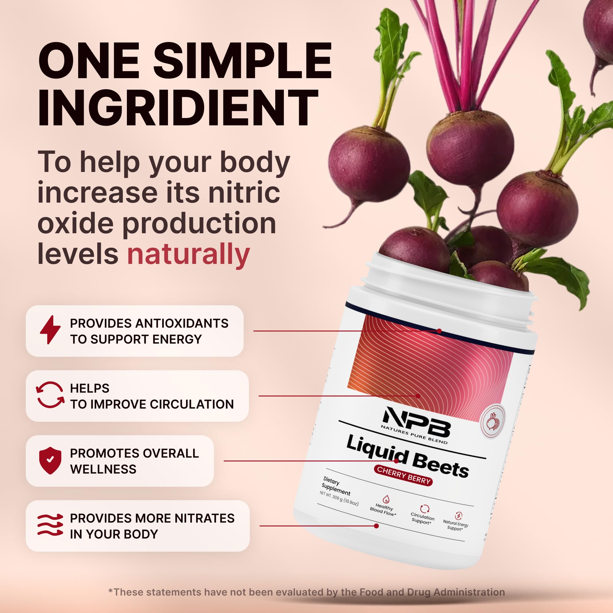 Nature's Pure Blend Poudre betterave dans boisson rouge: soutien à la circulation.