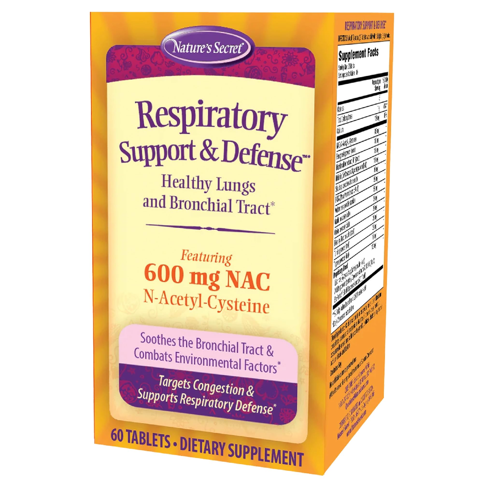 Nature's Secret Respiration soutien - bouteille visible pour le soutien quotidien des voies respiratoires.