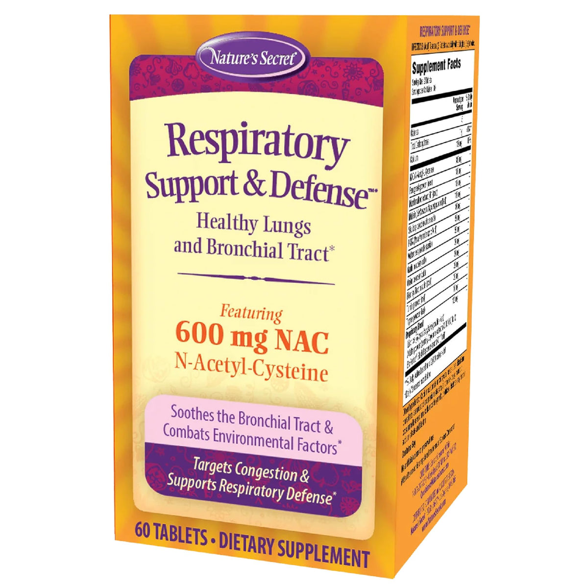 Nature's Secret Respiration soutien - bouteille visible pour le soutien quotidien des voies respiratoires.