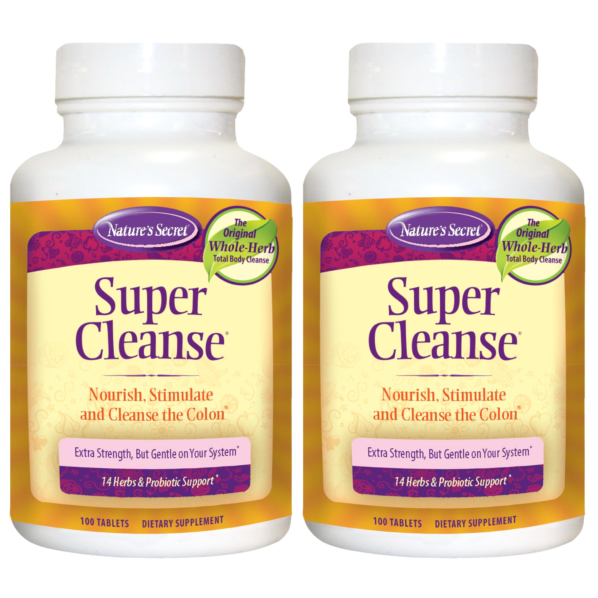 Nature's Secret Super Cleanse: bouteille de 100 comprimés pour soutien digestif quotidien.