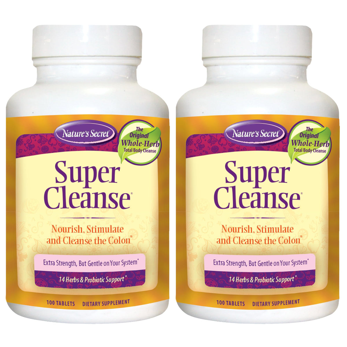 Nature's Secret Super Cleanse: bouteille de 100 comprimés pour soutien digestif quotidien.