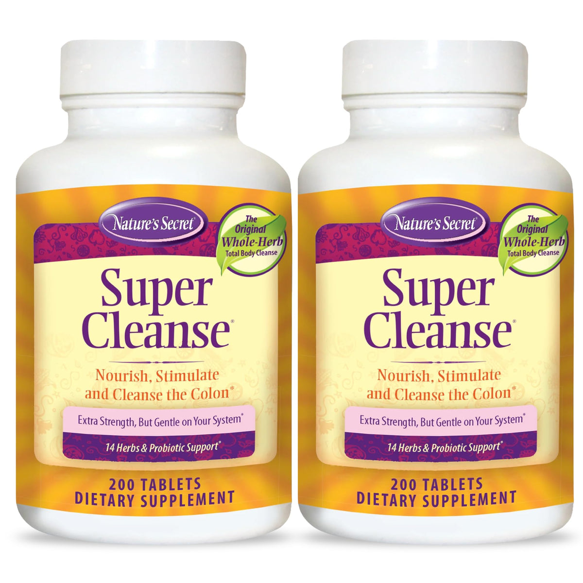 Nature's Secret Super Cleanse : tableau des 14 herbes, soutien naturel du transit.