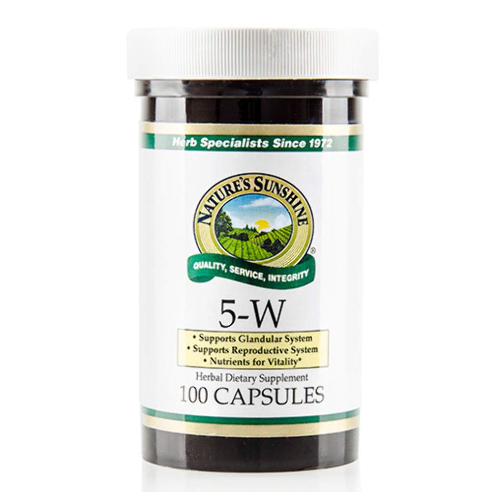 Nature's Sunshine 5-W, flacon de capsules, soutien potentiel du système reproductif féminin durant les dernières semaines