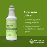 Nature's Sunshine aloé véra jus 32oz — verre rempli de jus pur et frais.