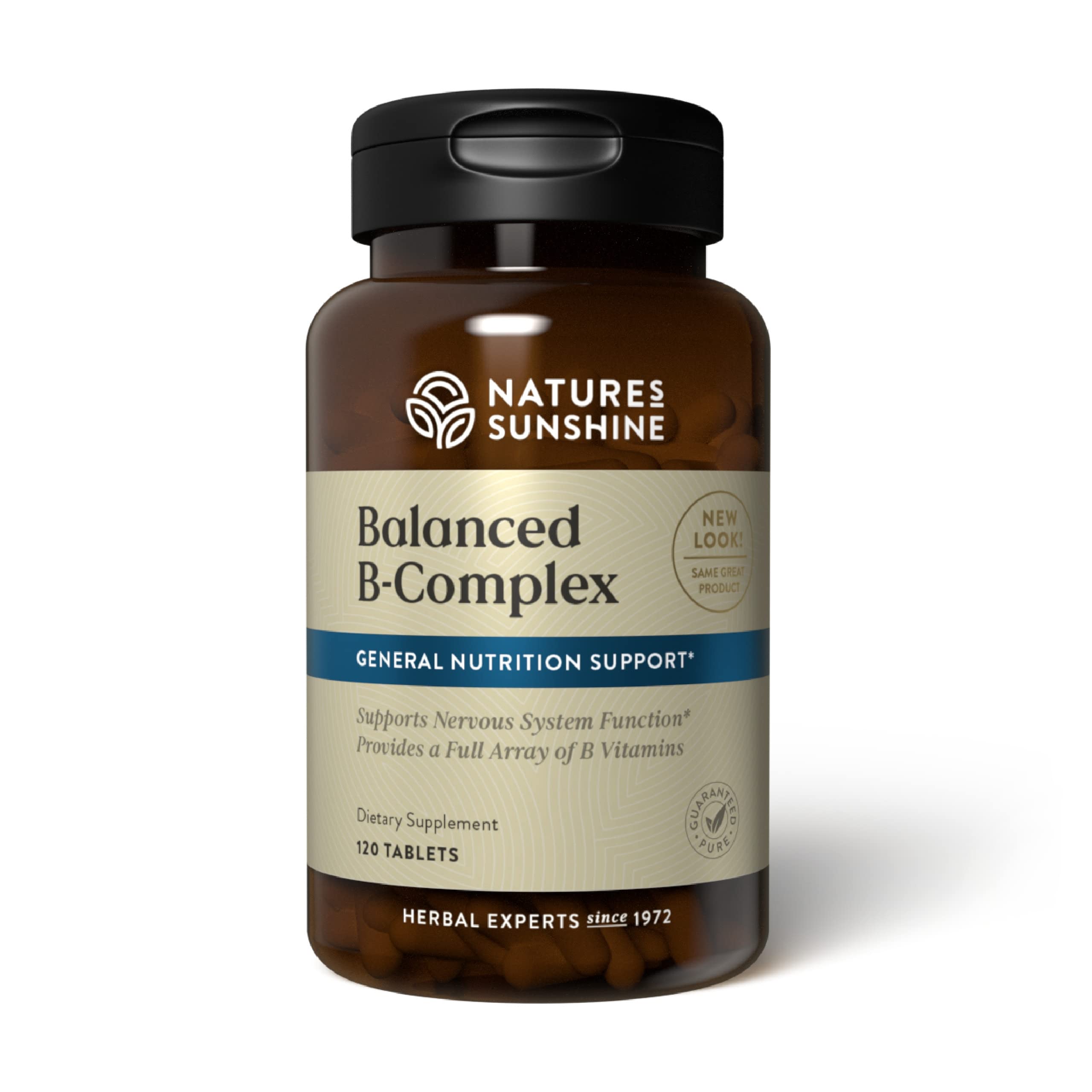 Nature's Sunshine B Complex équilibre – emballage visible et soutien nerveux potentiel.