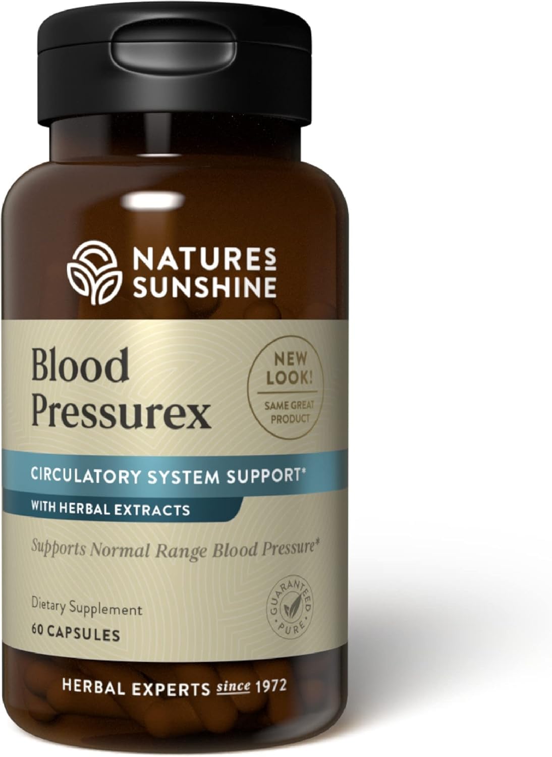 Nature's Sunshine Blood Pressurex, bouteille, soutien potentiel au maintien d'une pression artérielle normale.
