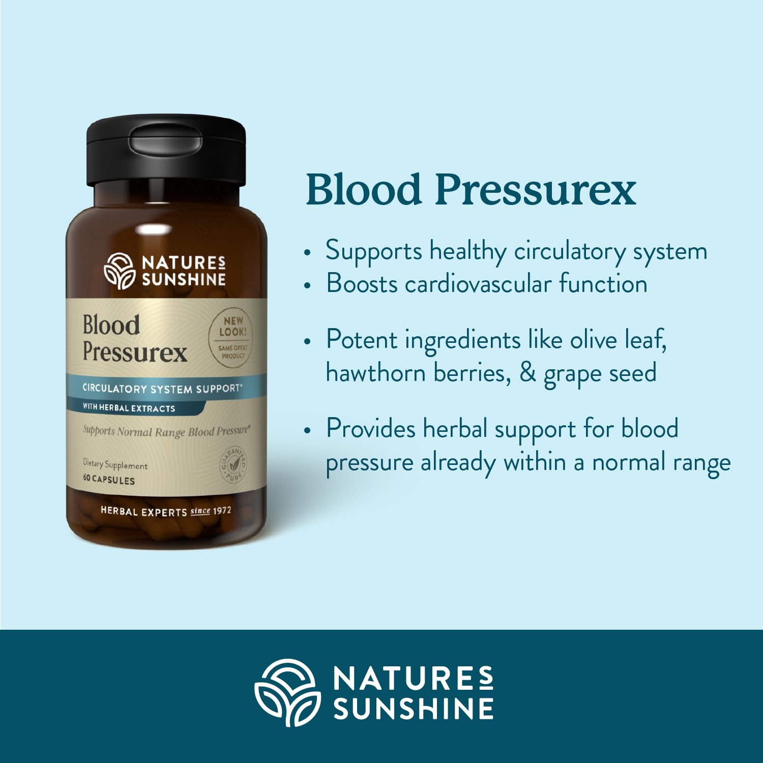 Nature's Sunshine Blood Pressurex, capsules, formulation naturelle pour un usage quotidien.