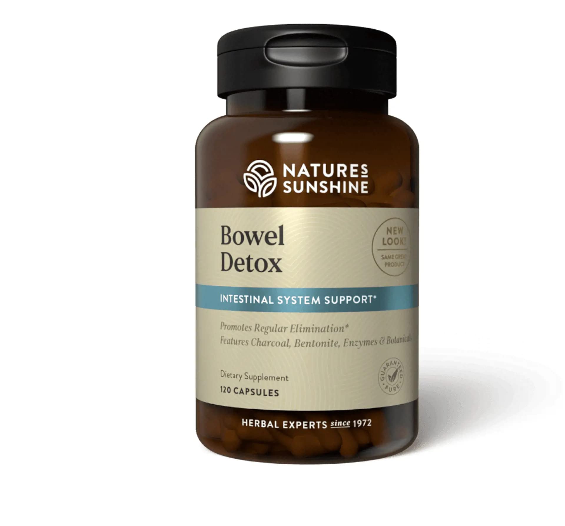 Nature's Sunshine Bowel Detox - bouteille de capsules, soutien potentiel à la régularité intestinale.