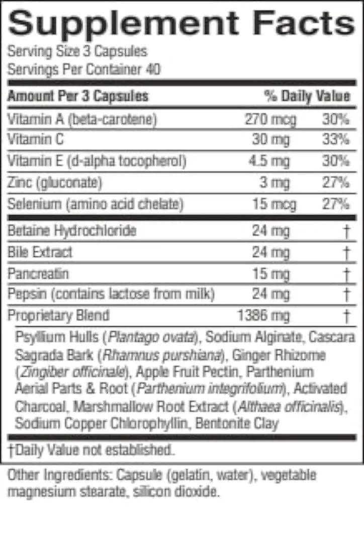 Nature's Sunshine Bowel Detox - ingrédients clés psyllium algin et pectine pour fibre naturelle.