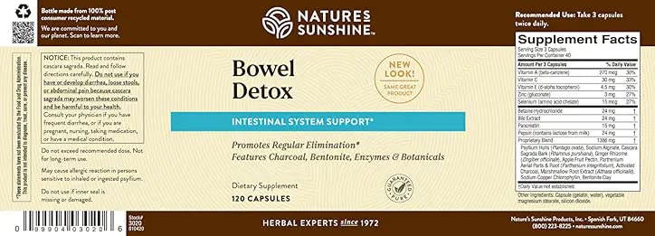Nature's Sunshine Bowel Detox - utilisation guidée pour faciliter la digestion après les repas.