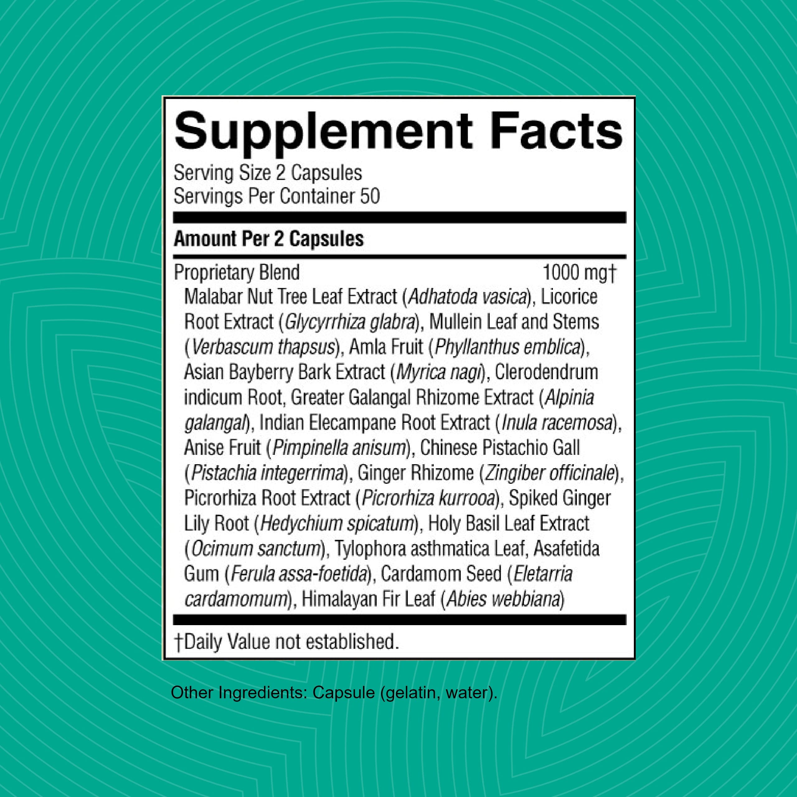 Nature's Sunshine Bronchial Formula : ingrédients variés soutiennent potentiellement les voies respiratoires