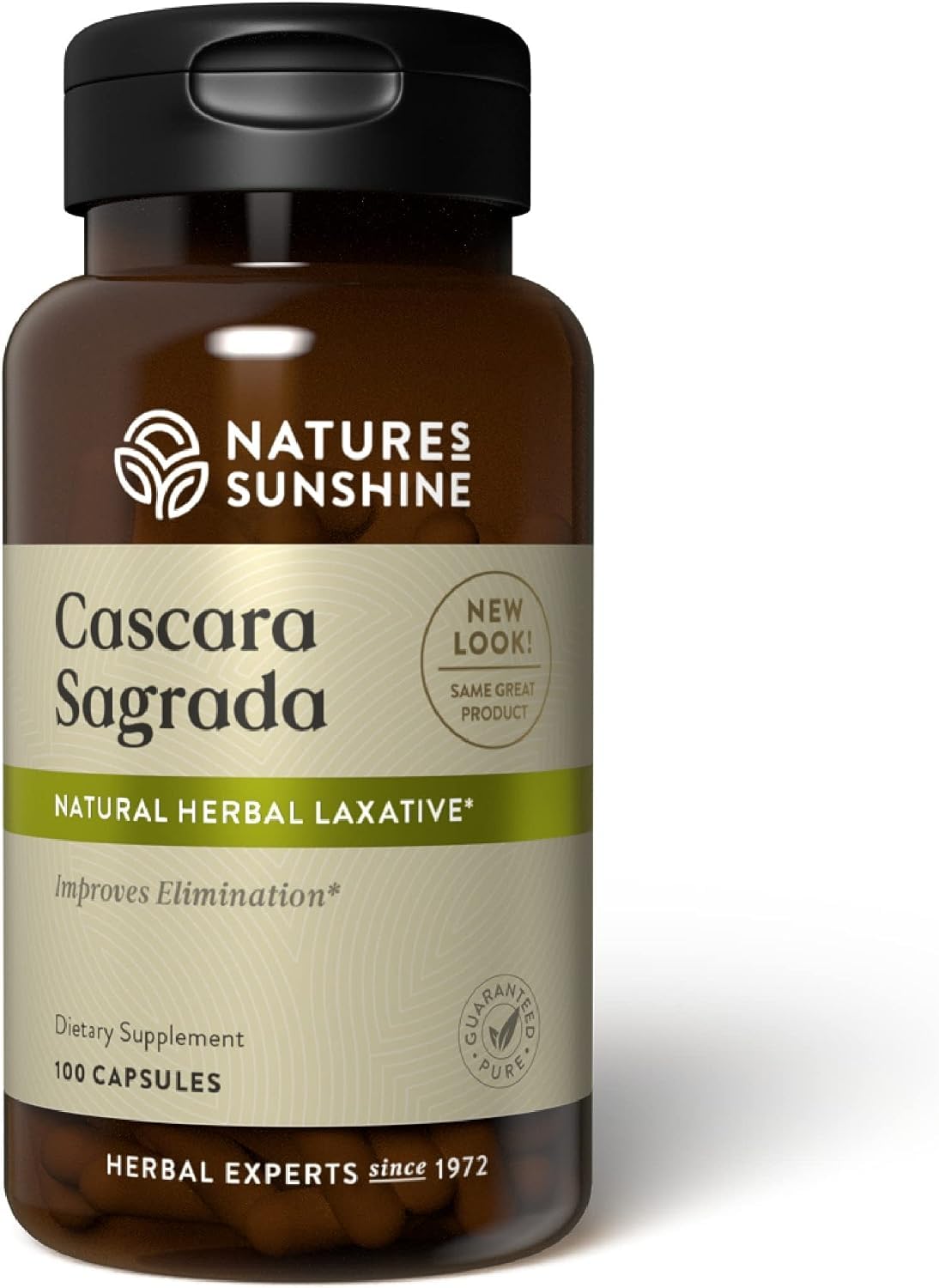 Nature's Sunshine Cascara Sagrada gélules dans la bouteille, soutien intestinal potentiel