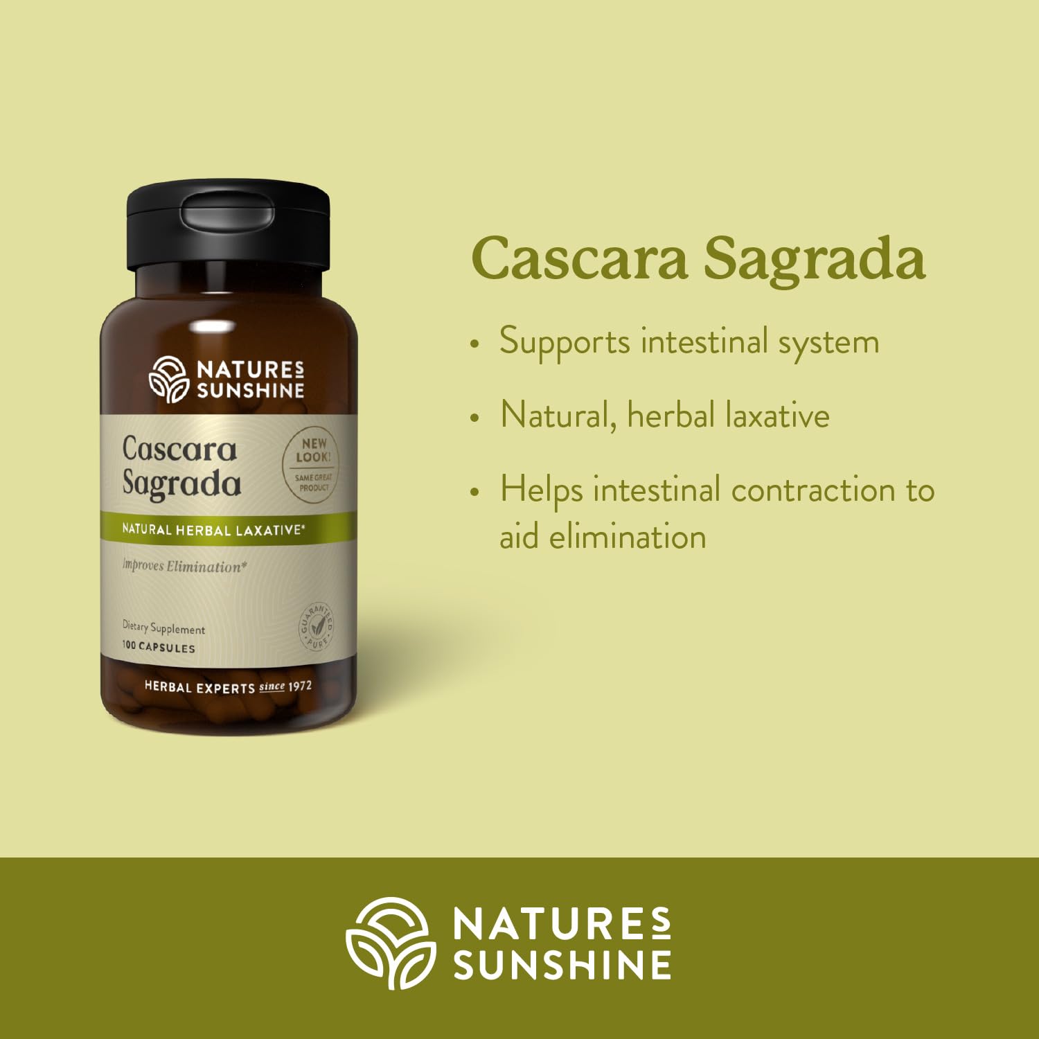 Nature's Sunshine Cascara Sagrada gélules dans l'étui, prise quotidienne facilitée