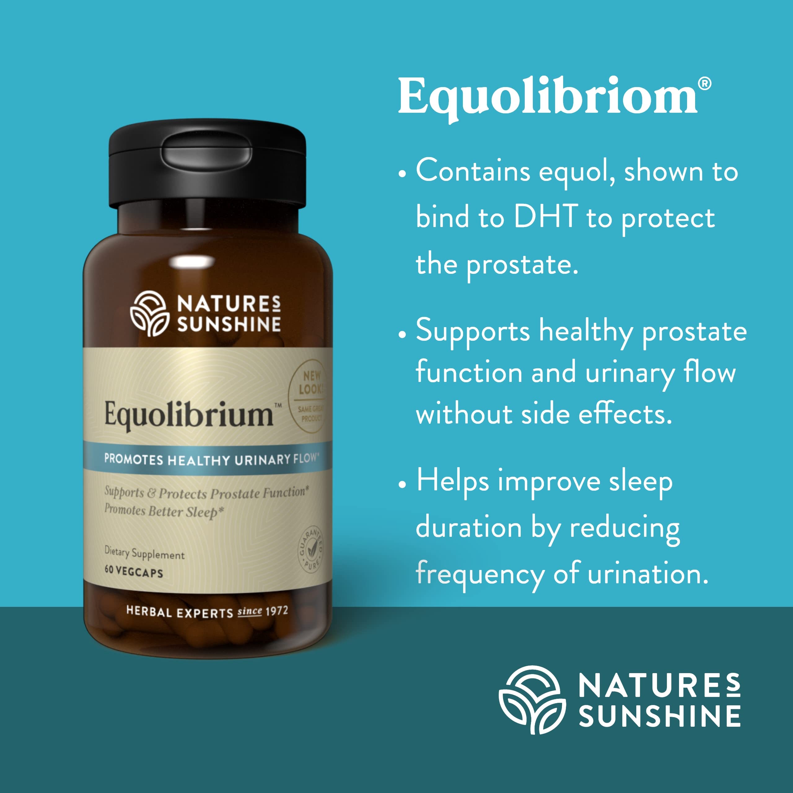 Nature's Sunshine Equolibrium – capsules visibles, prise quotidienne possible pour confort prostatique