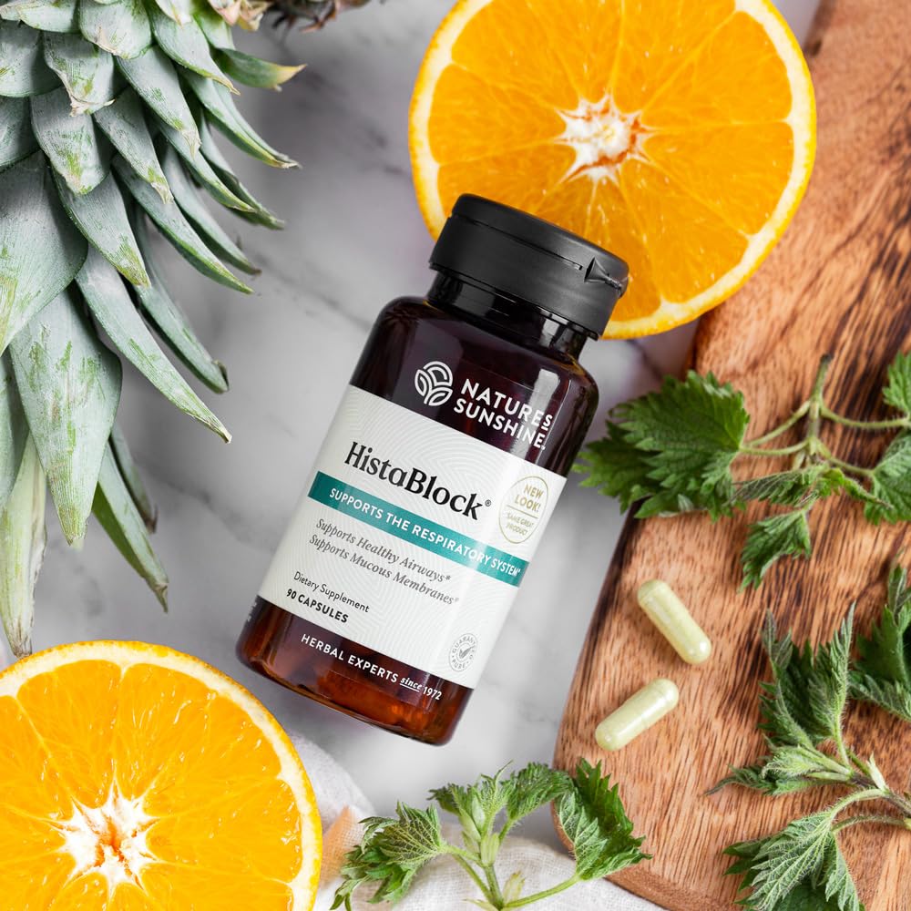 HistaBlock Nature's Sunshine – capsules illustrant l'action naturelle ciblée pour le bien-être respiratoire.