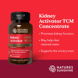 Étiquette Nature's Sunshine Kidney Activator sur le flacon, informations lisibles et sans confusion.