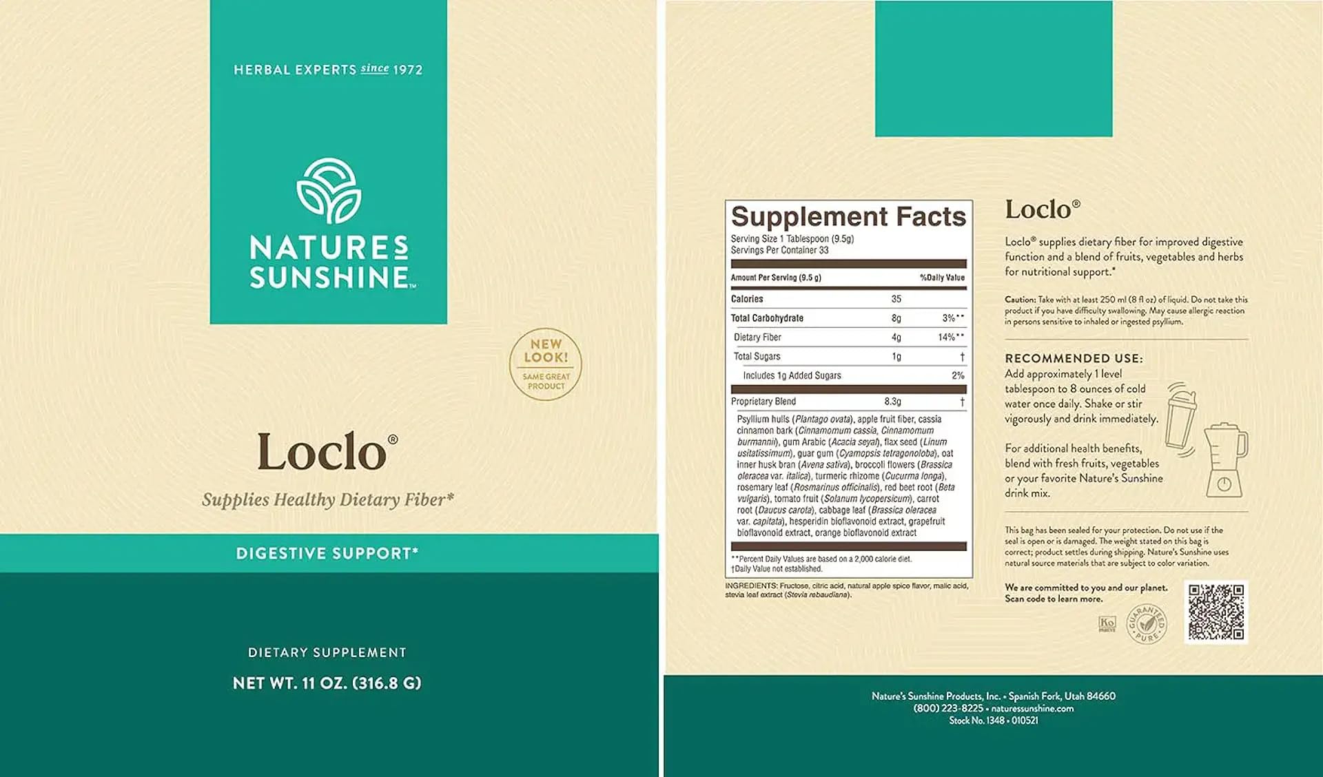 Nature's Sunshine Loclo, verre doseur prêt à l'emploi, soutien digestif potentiel.