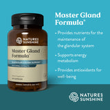 Nature's Sunshine Master Gland – Tableau des ingrédients clés et minéraux essentiels.