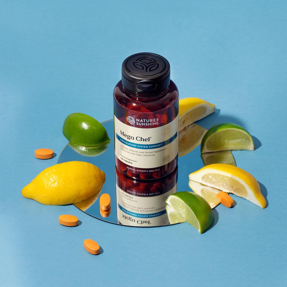 Nature's Sunshine Mega-Chel – Étiquette détaillée des minéraux et vitamines.