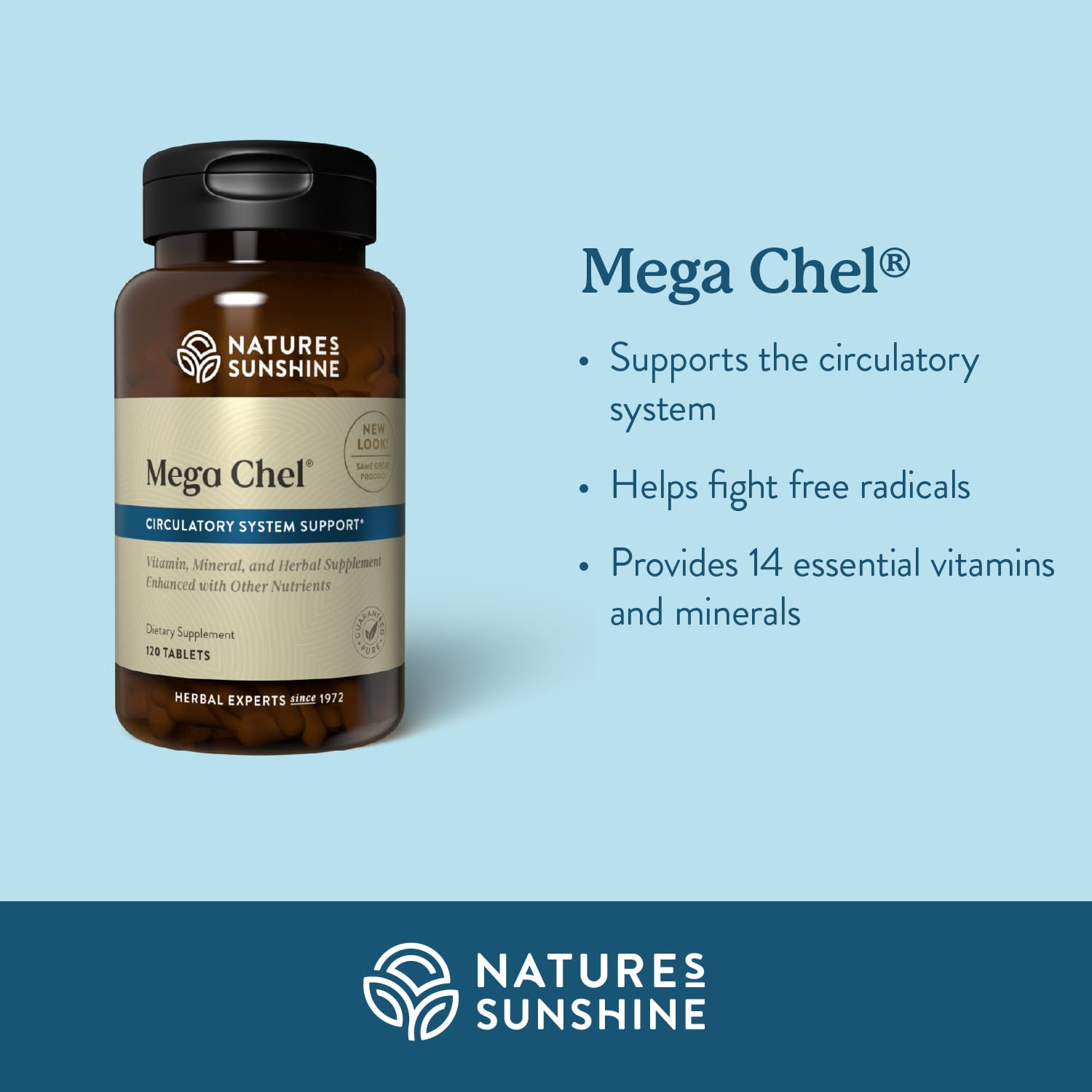 Nature's Sunshine Mega-Chel – Tablettes faciles à prendre au quotidien.